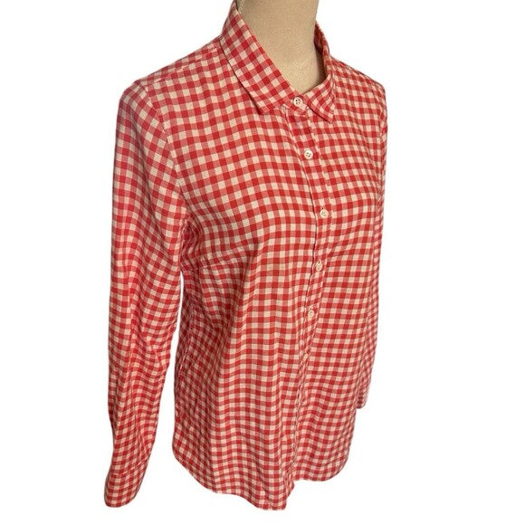 J Crew  Women's Perfect Pink White Check Button Down Long Sleeve Shirt Sz S - Picture 4 of 6